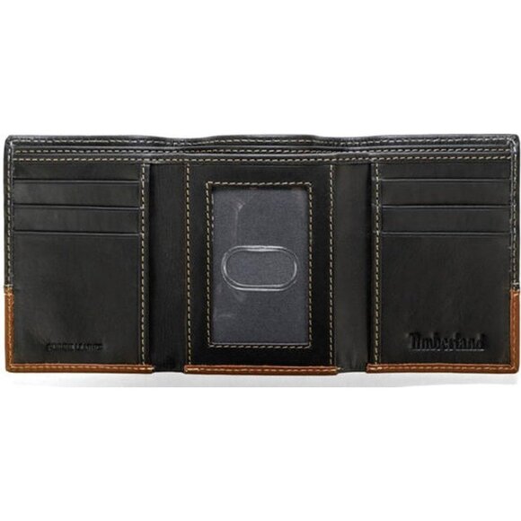 Men's Black Brown Hunter Imported Leather Trifold Wallet - Picture 3 of 4